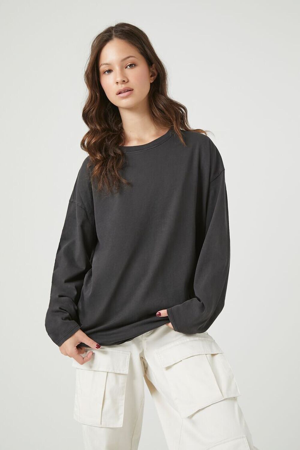 

Объемный топ с приспущенными рукавами Forever 21, черный