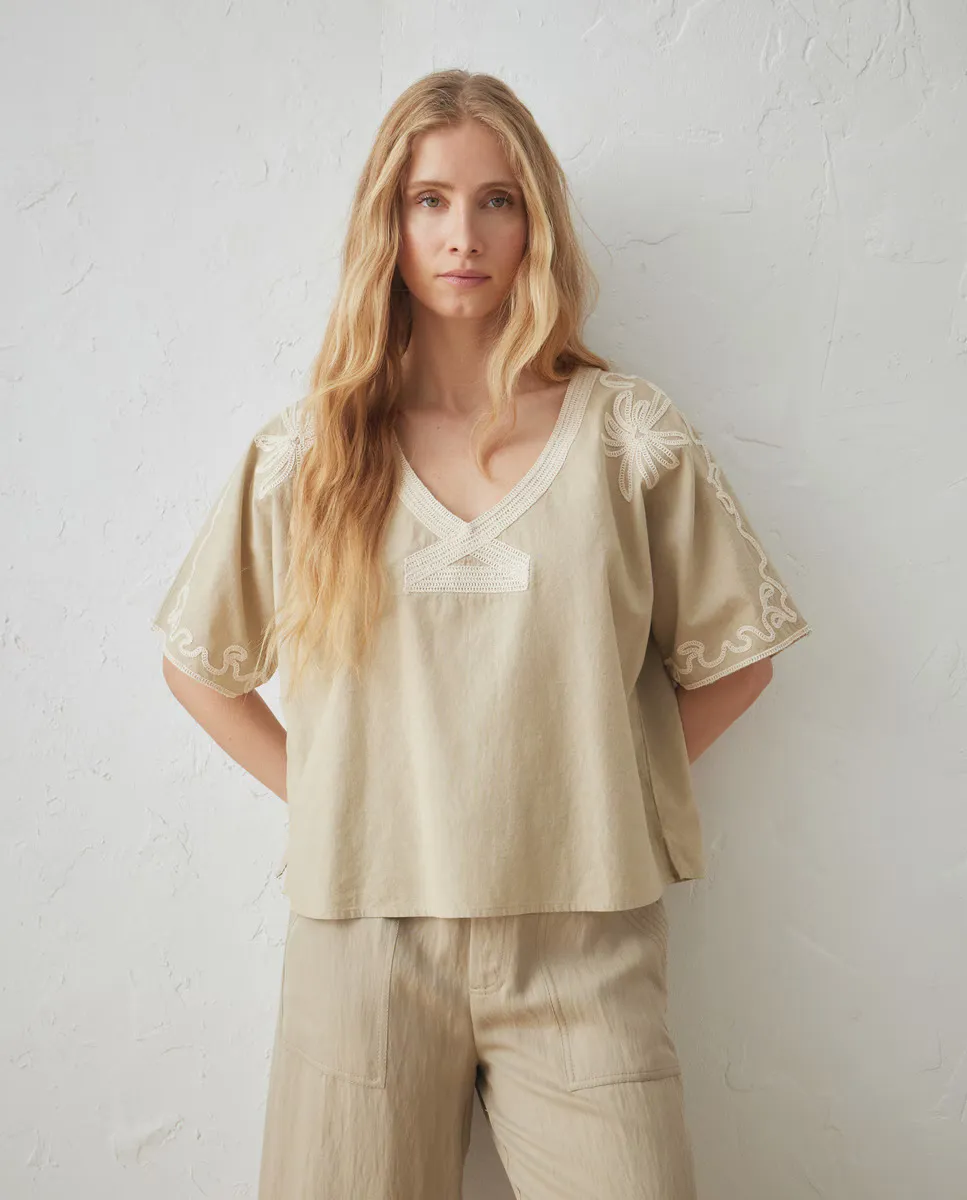 

Женская льняная блузка с коротким рукавом Lloyd's, светло-зеленый