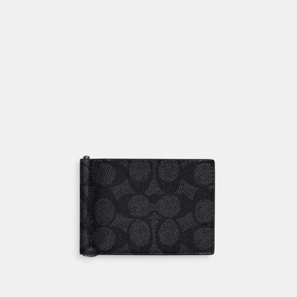 

Кошелек Coach Slim Money Clip Billfold Wallet, серый/угольный/черный