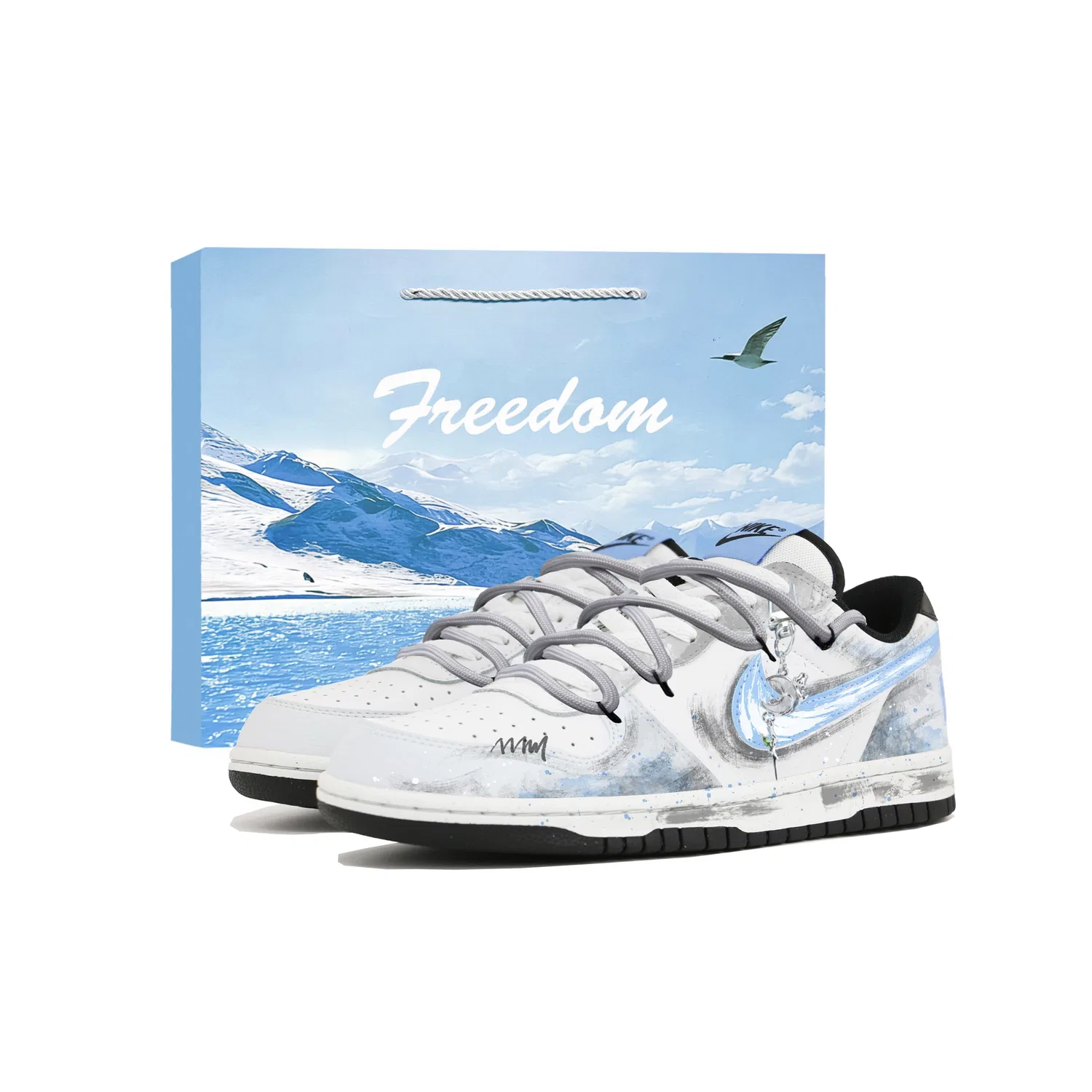 Кроссовки Nike Big низкие серо-голубые