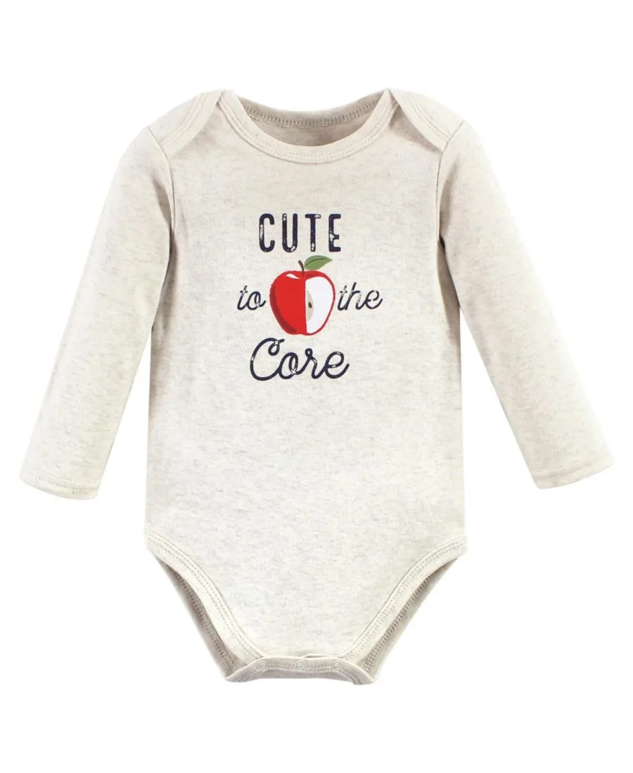 Hudson Baby Хлопковые боди с длинными рукавами, комплект из 3 штук, с принтом цвета корицы — фото 3