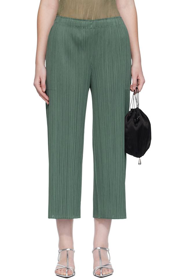 

Pleats Please Issey Miyake Зеленые брюки, цветные брюки, июнь, месячные цвета