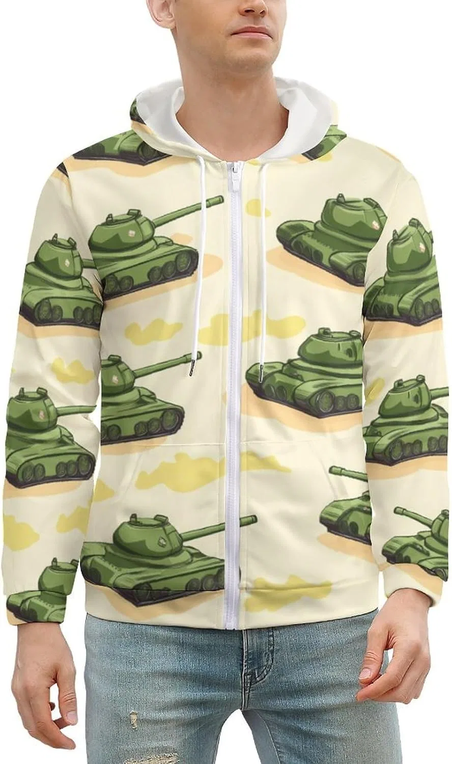 Худи мужское на молнии, легкое, стиль Army Green — фото 2