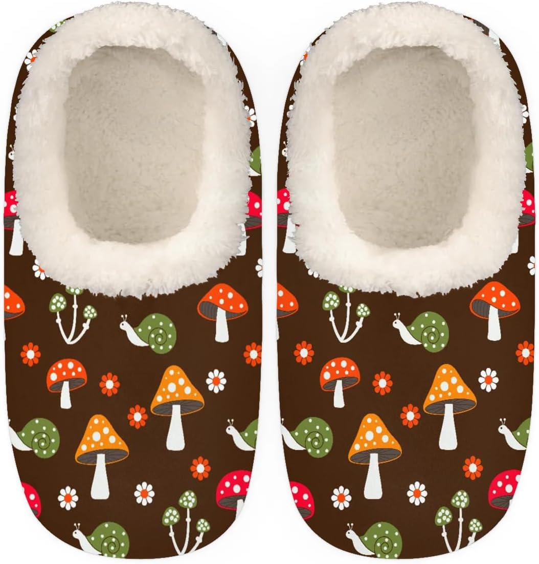 

Тапочки QsirBC с дизайном грибного цветка и улитки для женщин и мужчин, мягкие тапочки с эффектом памяти, с нескользящей подошвой, для дома и улицы, уютные и теплые, Mushroom Flower Snail M