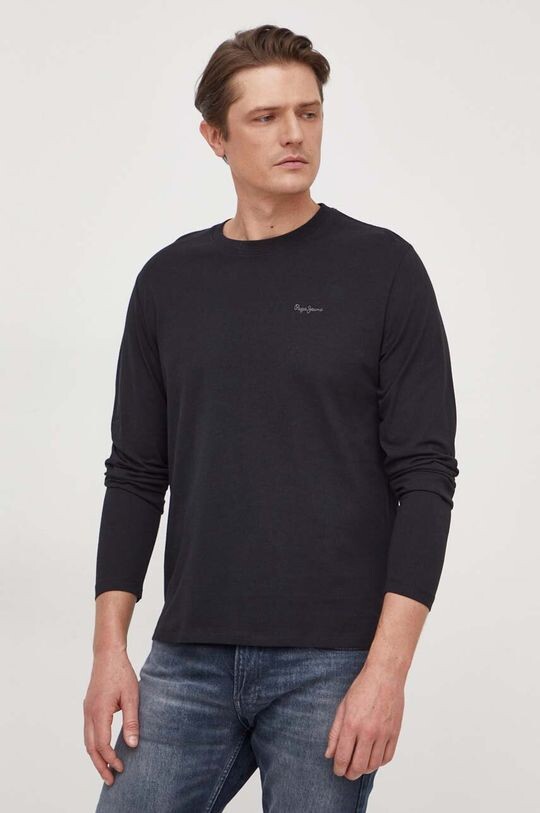 

Футболка с длинными рукавами, хлопок Pepe Jeans, черный