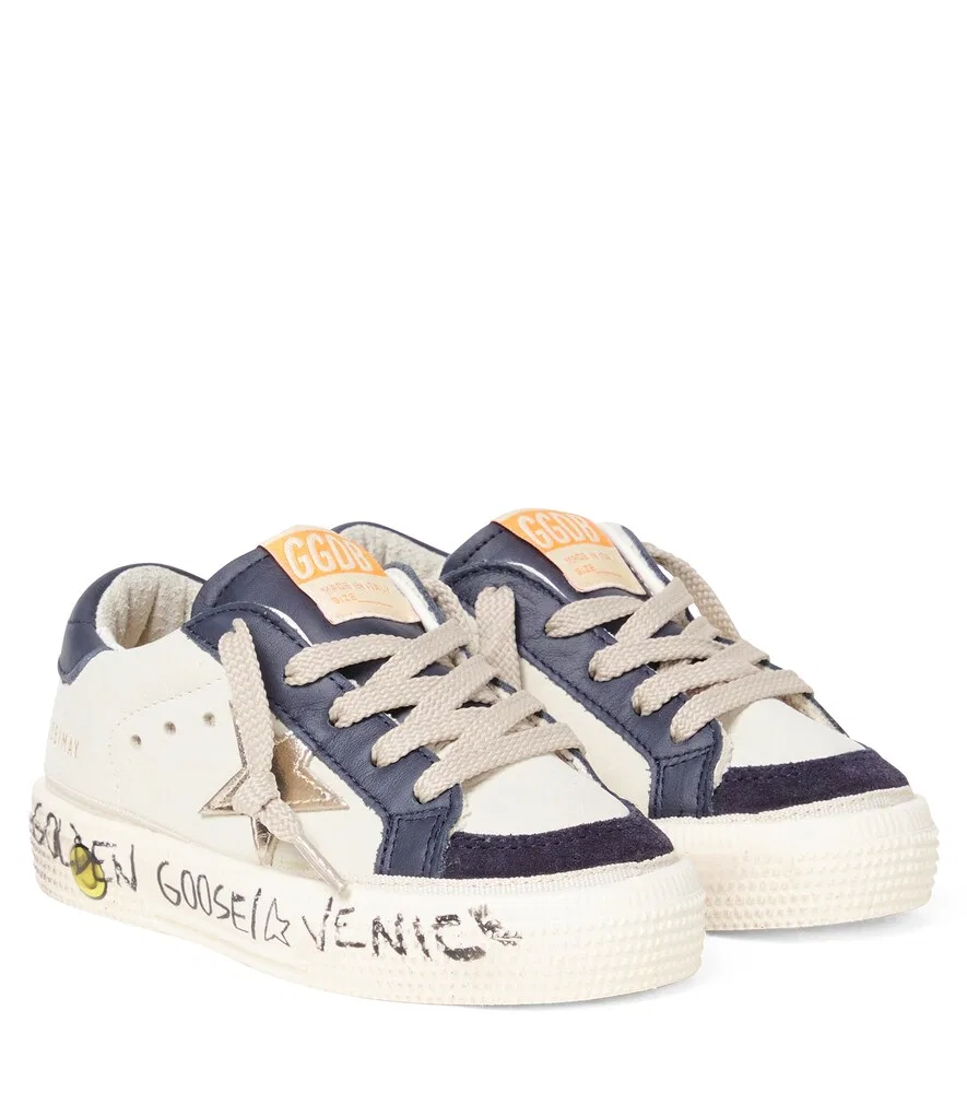 Кожаные кроссовки на платформе May Golden Goose Kids, белый
