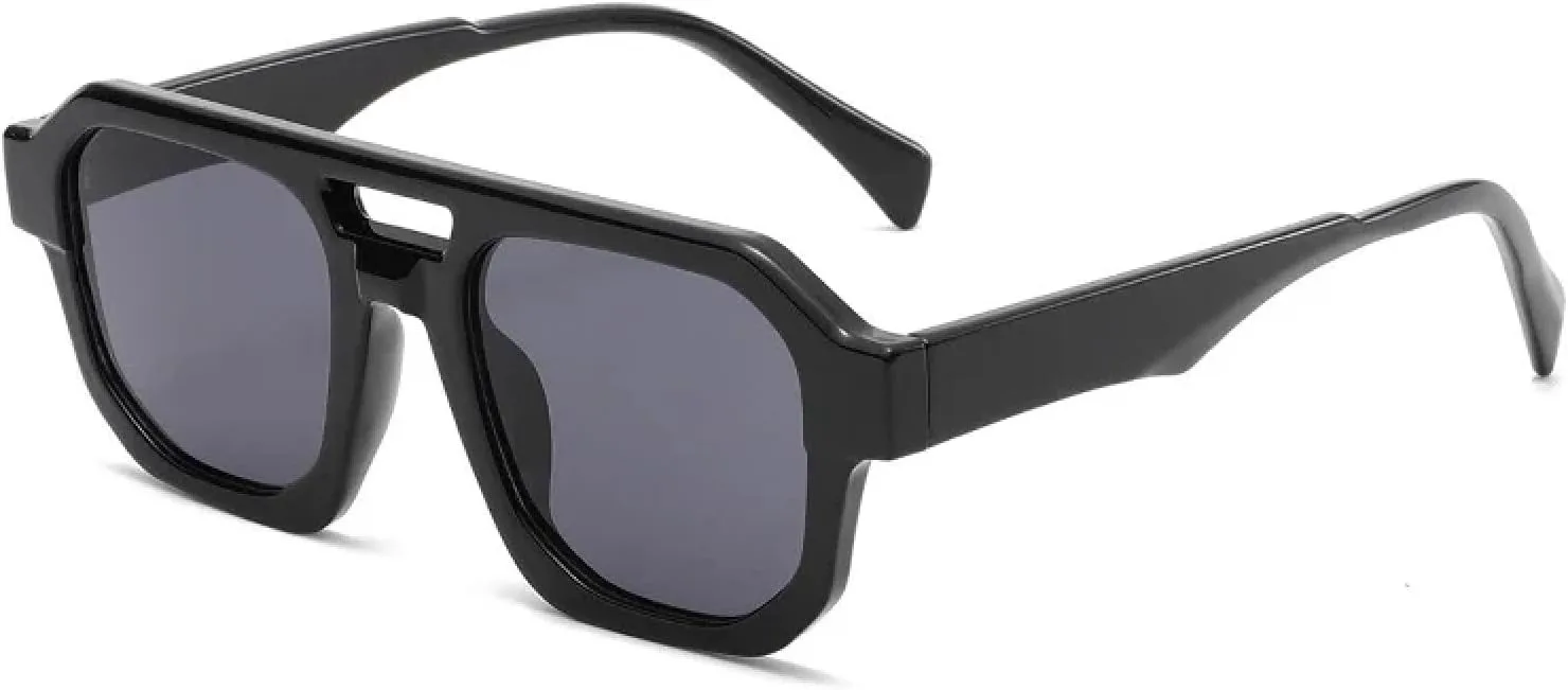 

Модные солнцезащитные очки в винтажном стиле для женщин и мужчин, с двойной перемычкой, модные, с защитой от УФ-излучения UV400, в стиле ретро TKKTLLT, C1