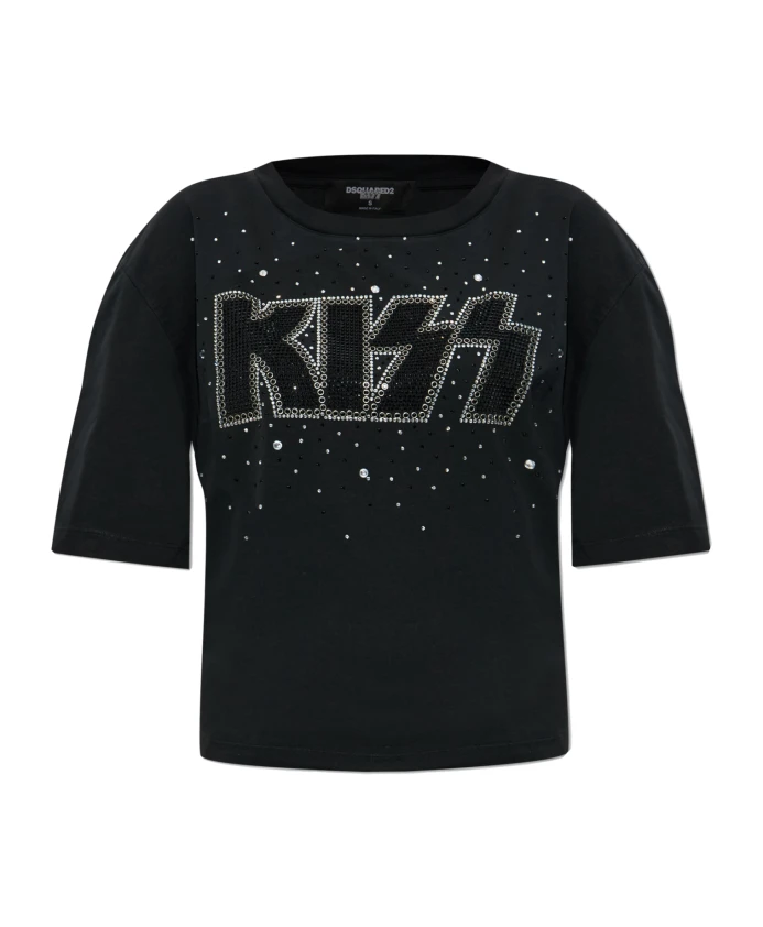 

Футболка с надписью «Поцелуй» Dsquared2, черный