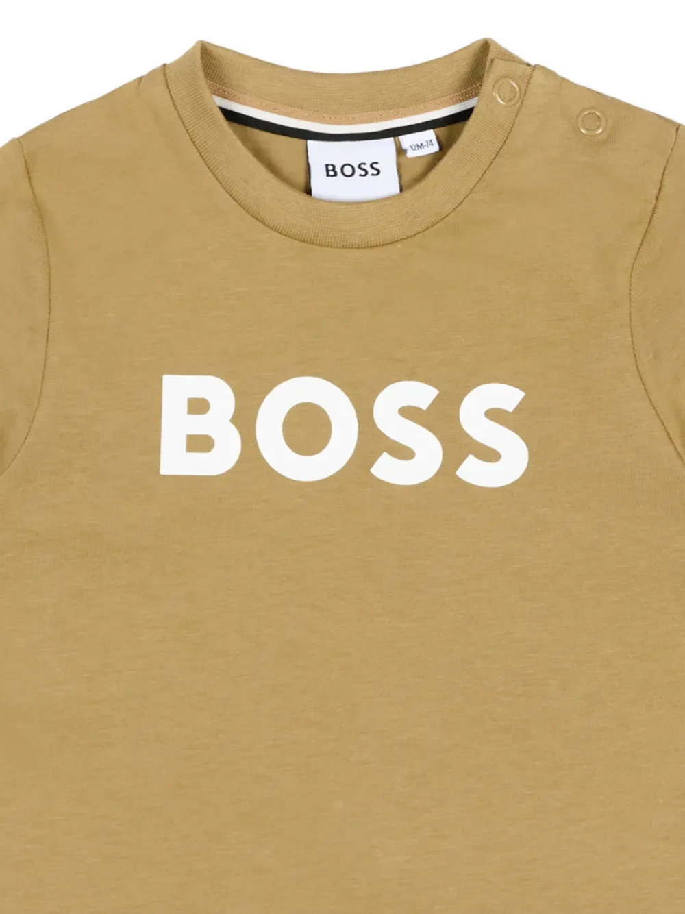 Хлопковая футболка с короткими рукавами BOSS Kidswear, бежевый — фото 3