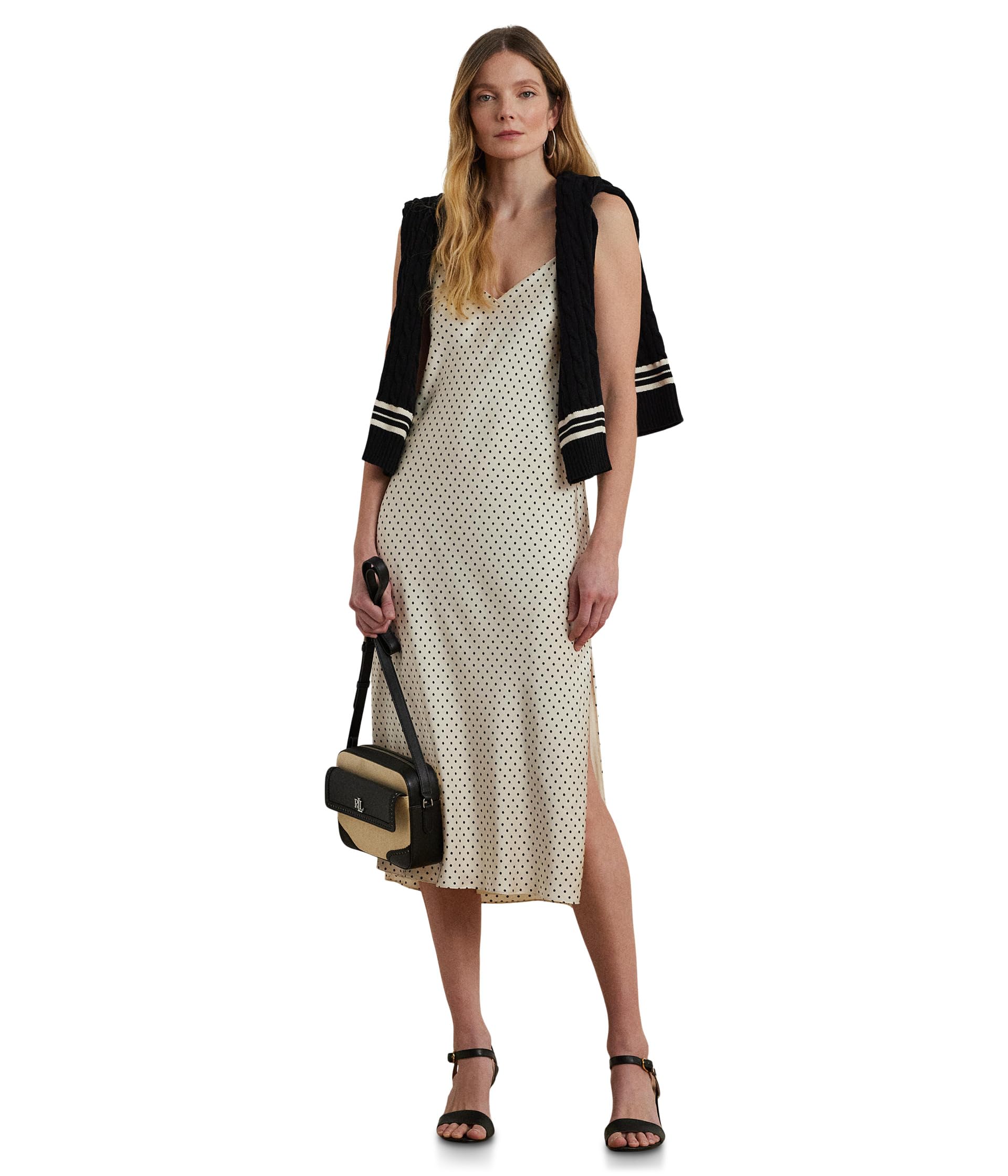 

Платье Lauren Ralph Lauren Polka-Dot Satin Charmeuse Slip Dress, Cream/Black