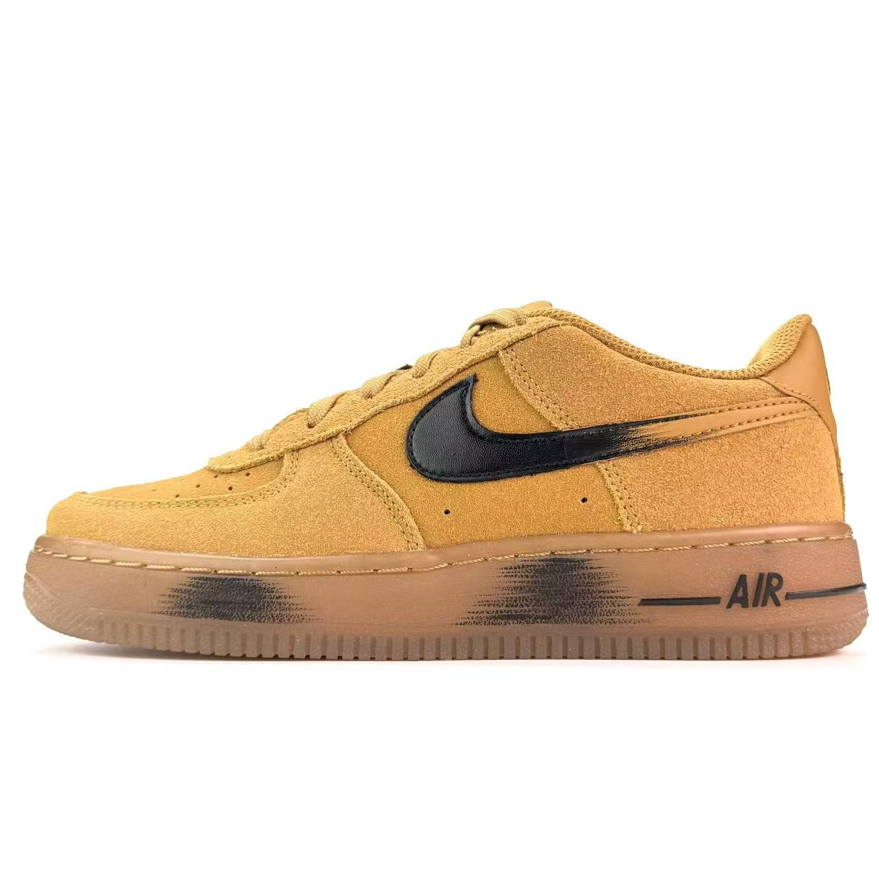 Кроссовки для скейтбординга Air Force 1 Field Oil Painting Abrasion Resistant Slip Resistant низкие Wheat для подростков Nike, коричневый — фото 2