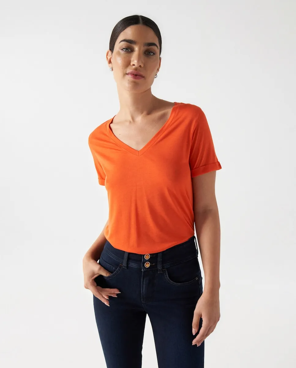 

Женская футболка в полоску с коротким рукавом Salsa Jeans, оранжевый