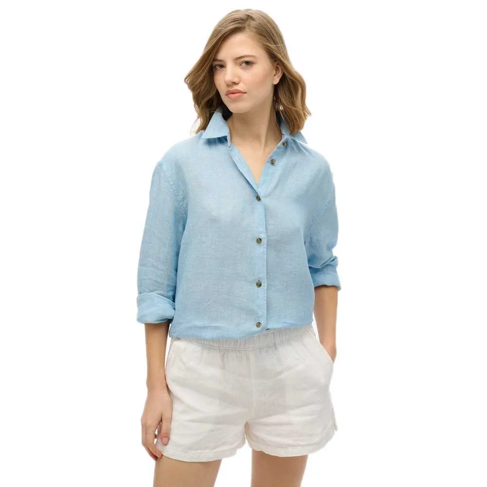 

Рубашка с длинным рукавом Superdry Casual Linen Boyfriend, синий