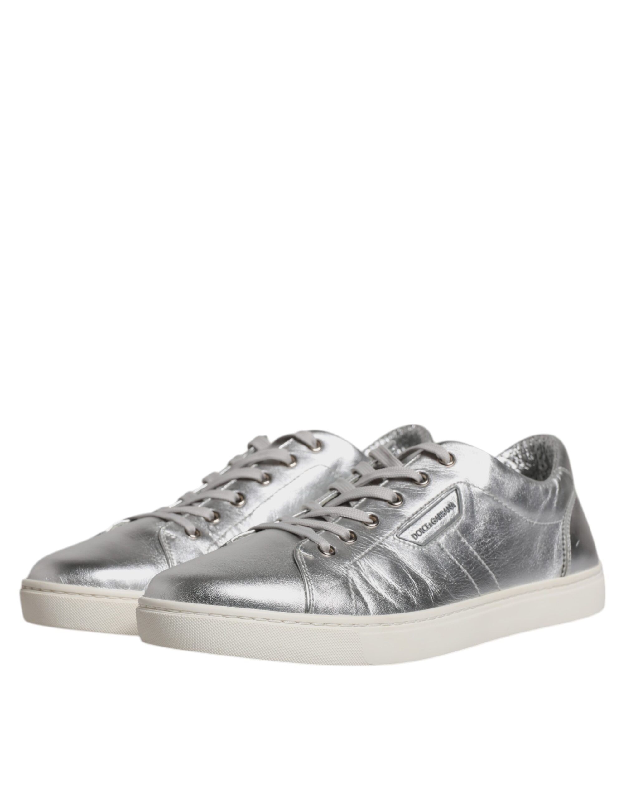 Низкие кожаные кеды Silver London Dolce & Gabbana, серебряный — фото 4