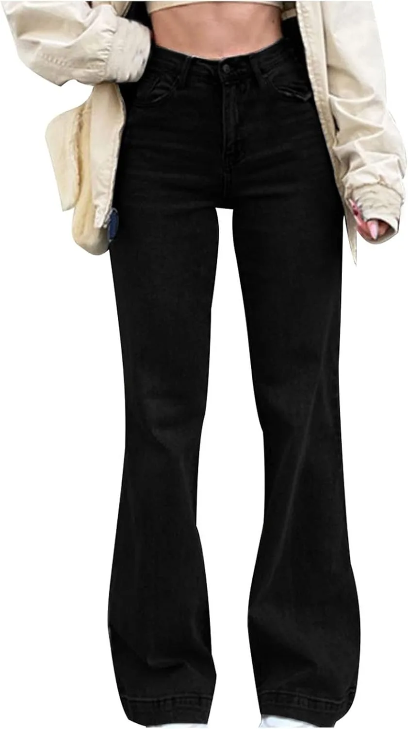 

Uillui Flare Bell Bottom Jeans, женские джинсы с высокой талией и широкими штанинами