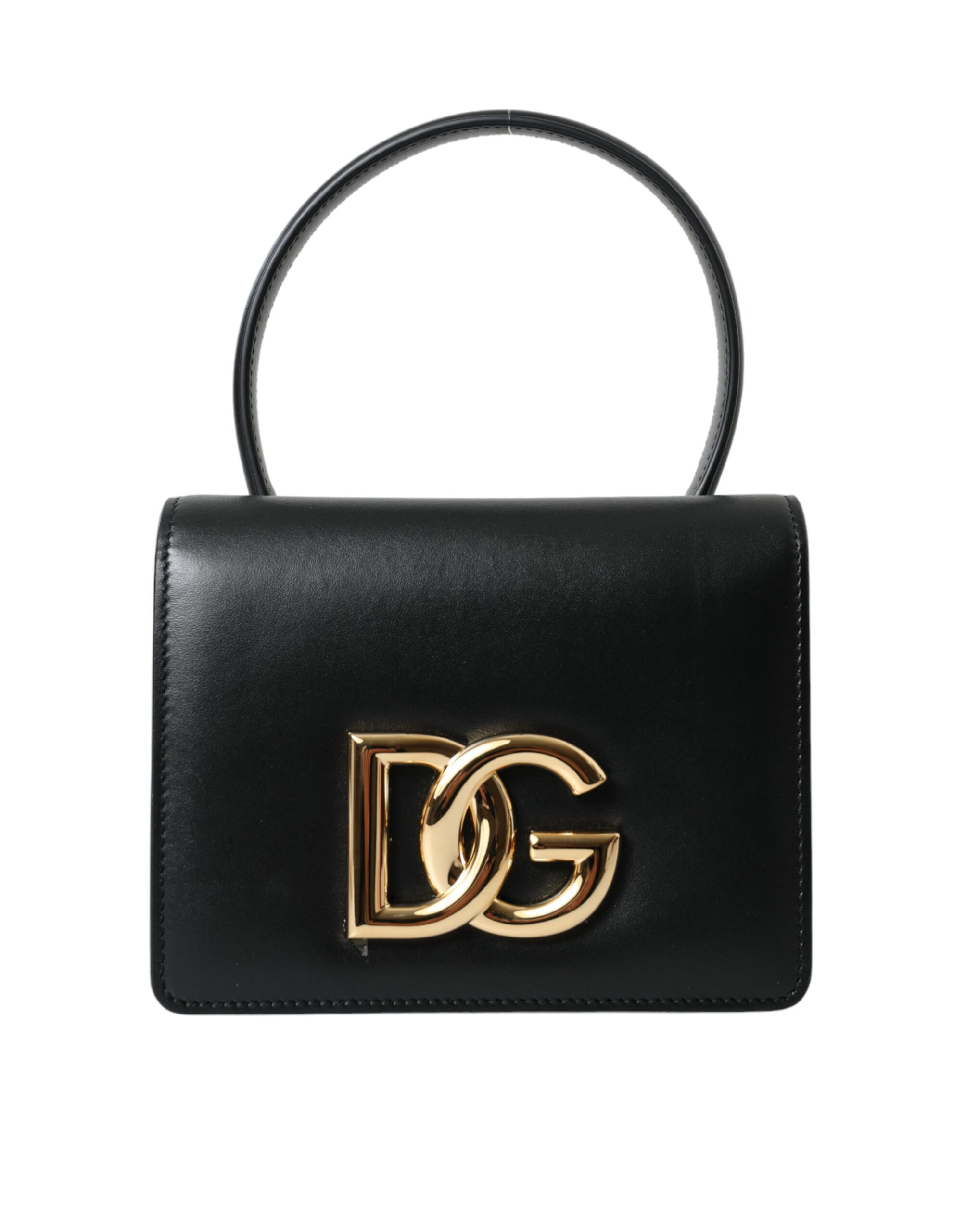 

Элегантная черная кожаная поясная сумка с золотыми акцентами Dolce & Gabbana