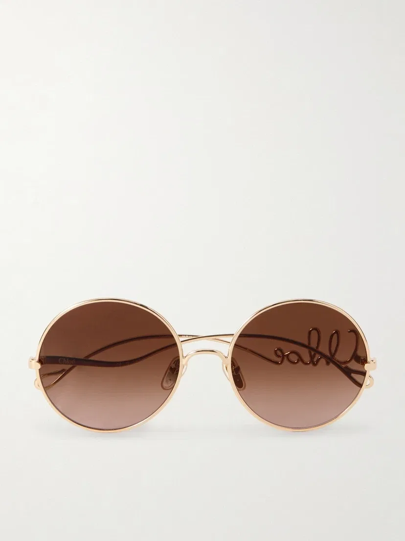 Культовые солнцезащитные очки в круглой оправе золотистого цвета Chloé Eyewear, золотой