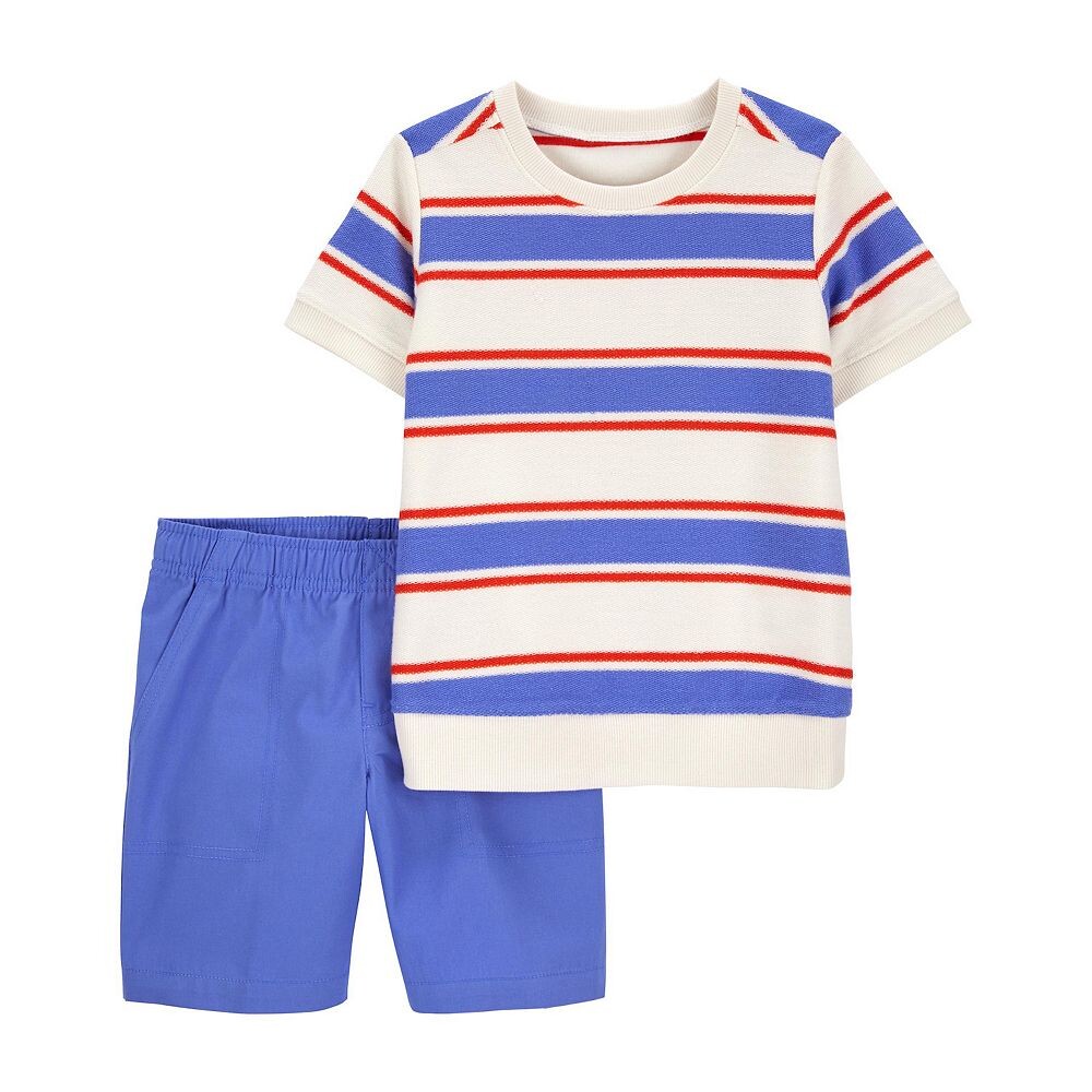 

Комплект из 2 полосатых футболки и холщовых шорт Baby Carter's, цвет Stripe