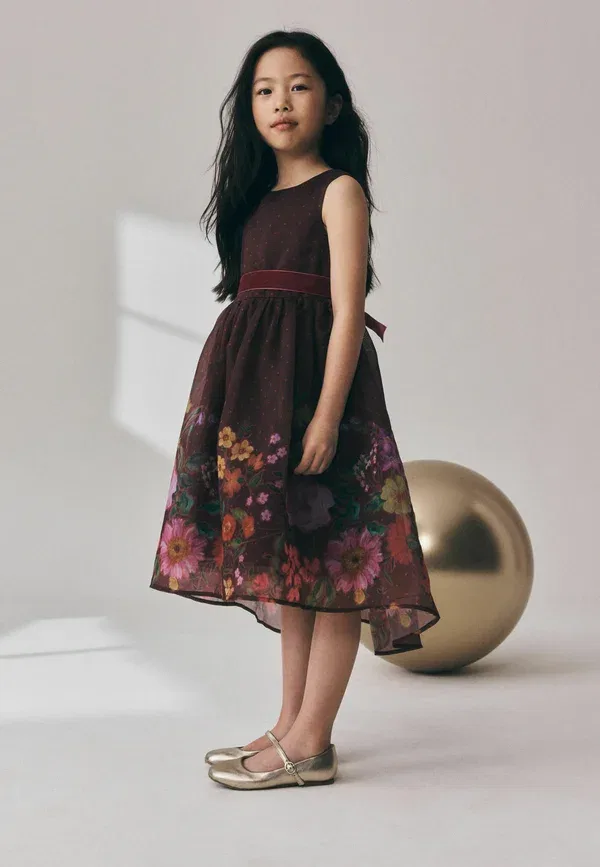 Платье Next, Regular fit floral prom dress, шоколадно-коричневый — фото 2