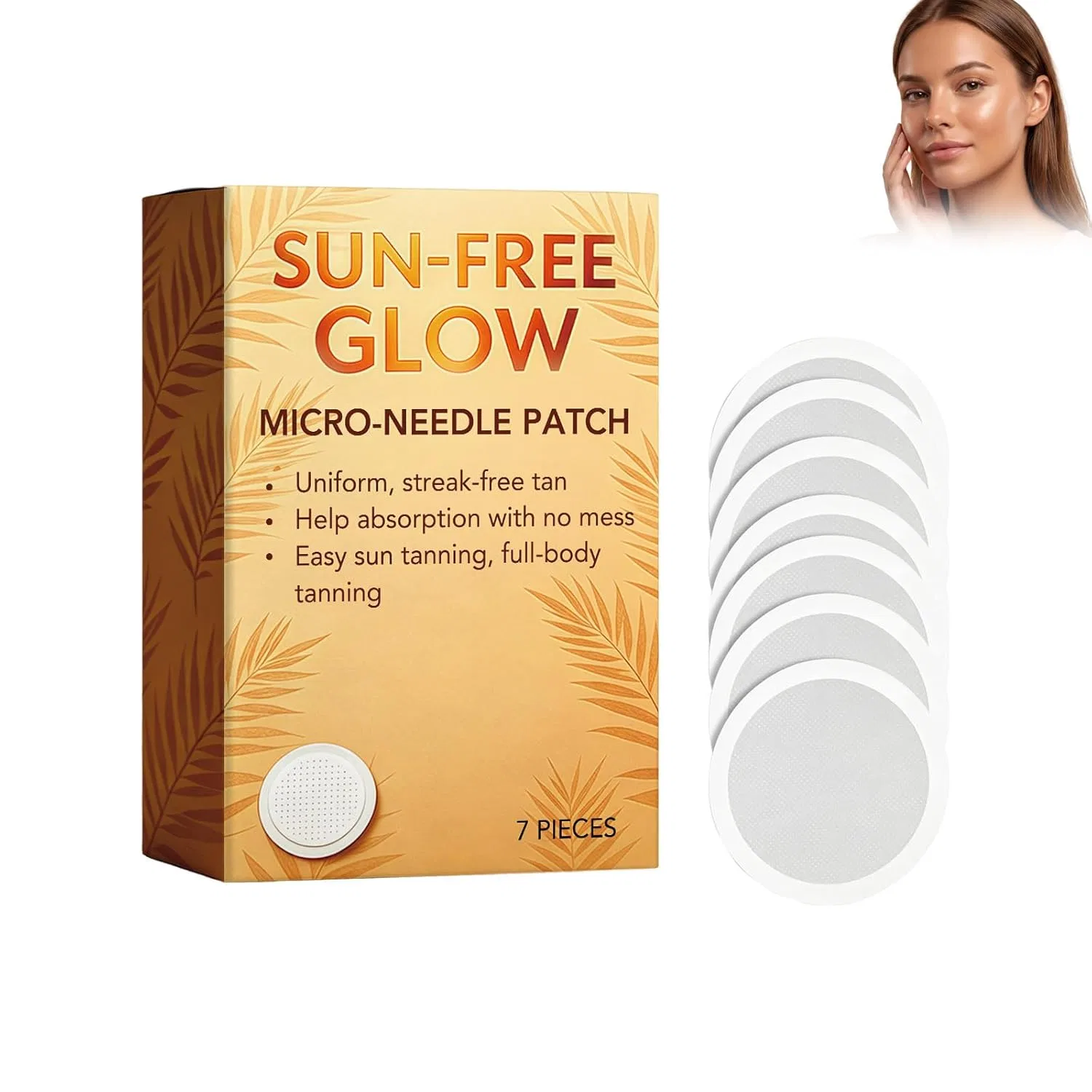Патчи для автозагара Sun-Free Glow с микроиглами для лица и тела Generic, 1Pc