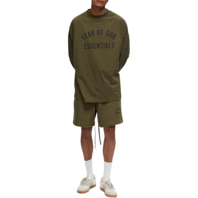 Спортивные шорты Fear of God Essentials Fleece Soccer Short 'Olive', оливкого-зеленый — фото 3