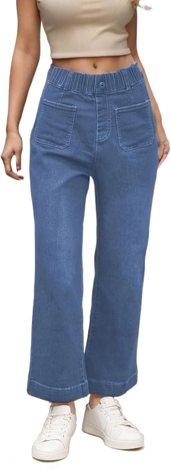 

Кроп джинсы для женщин с широкими штанинами low rise Djeanxa