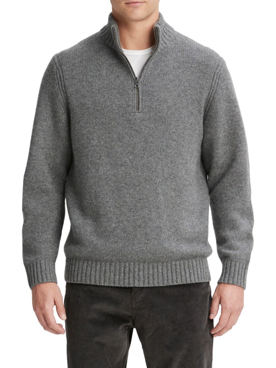 

Свободный свитер из шерсти и кашемира на молнии Vince, цвет Medium Heather Grey