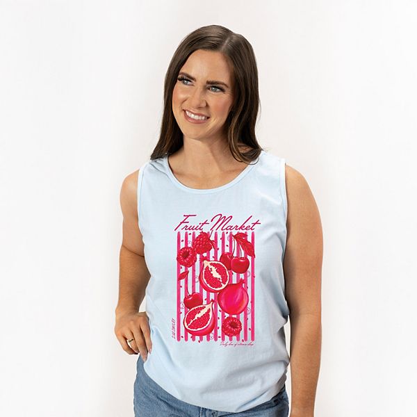 

SWSmiley fruit market pomegranate - женский окрашенный в стиле garment dyed графический топ Simply Sage Market, Chambray