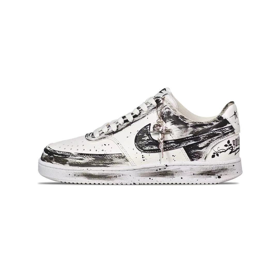 

Nike Кроссовки Court Vision 1 с низким верхом, противоскользящие, износостойкие, мужские, черно-белые
