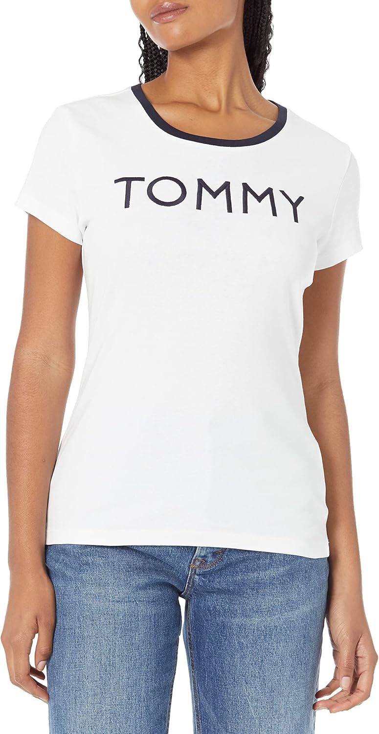 

Женская адаптивная футболка Tommy Hilfiger с широким вырезом, Bright White, Белый, Женская адаптивная футболка Tommy Hilfiger с широким вырезом, Bright White