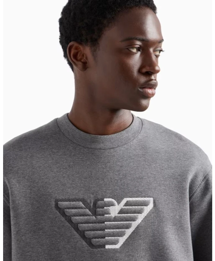 Толстовка с круглым вырезом из двойного трикотажа Emporio Armani, серый — фото 4