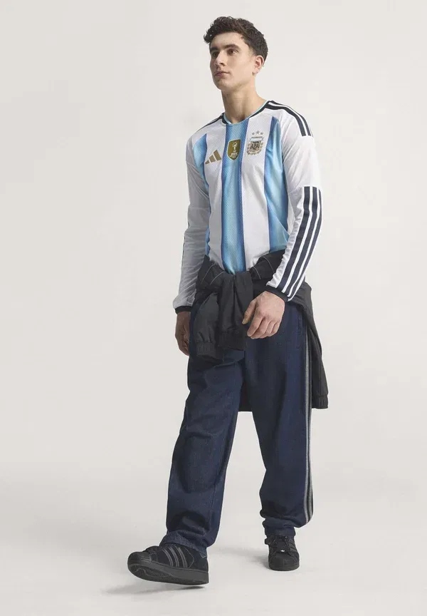 Футболка Adidas Performance Argentina 26 home authentic long sleeve national team wear, белый ледяной голубой — фото 2