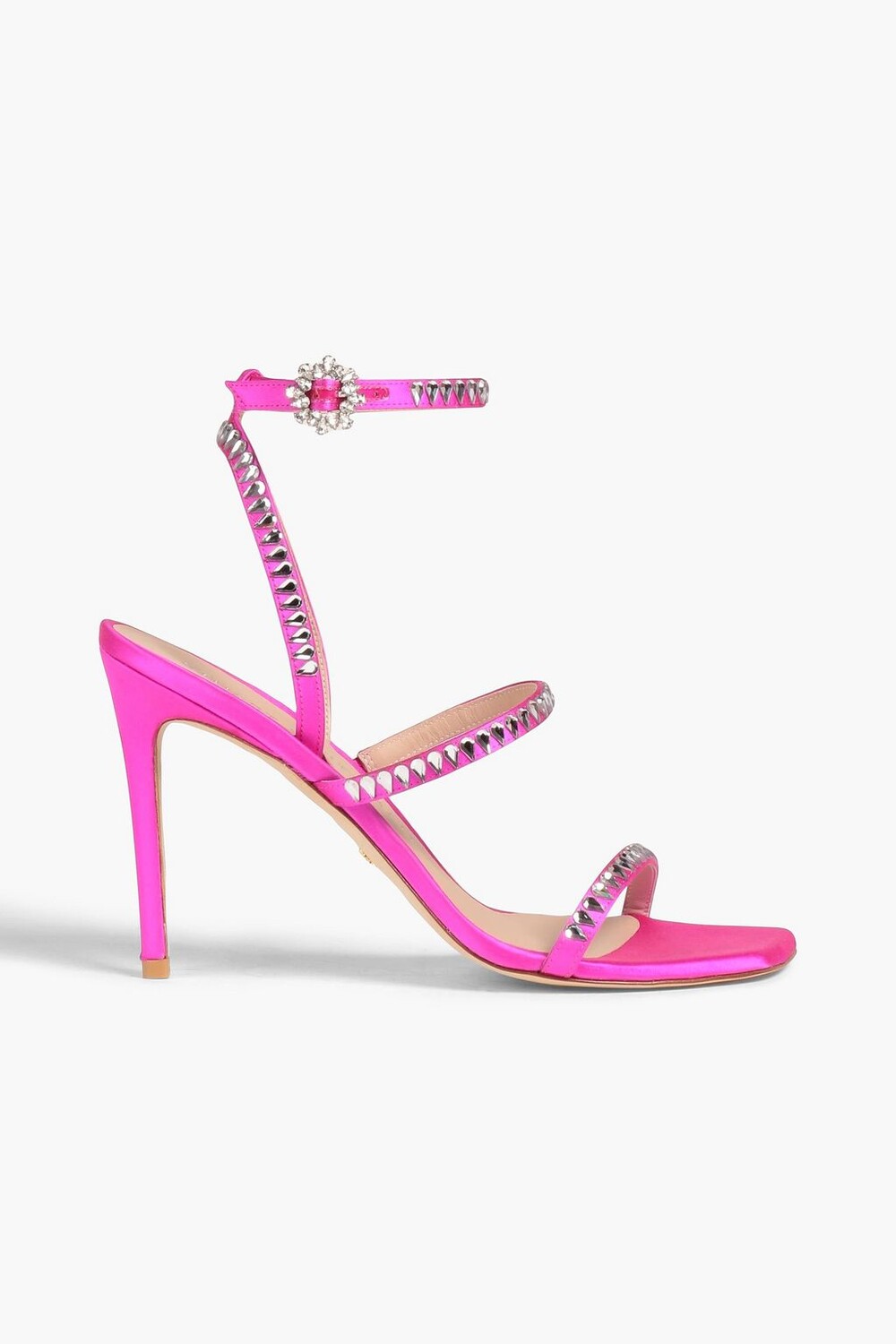 

Босоножки из неонового атласа Gemcut 100 с кристаллами STUART WEITZMAN, розовый