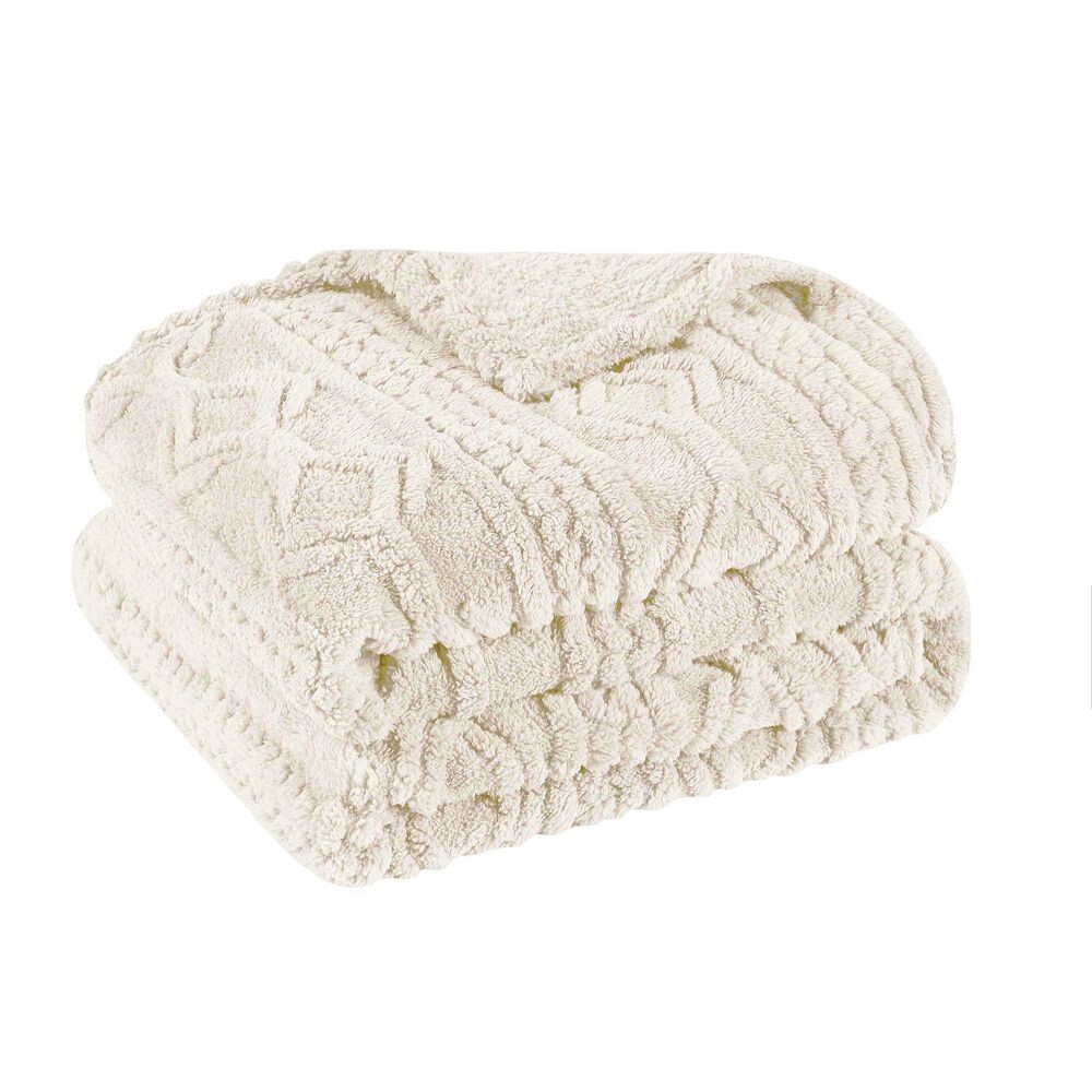 

SUPERIOR Arctic Boho Жаккардовое плюшевое флисовое одеяло, цвет Ivory