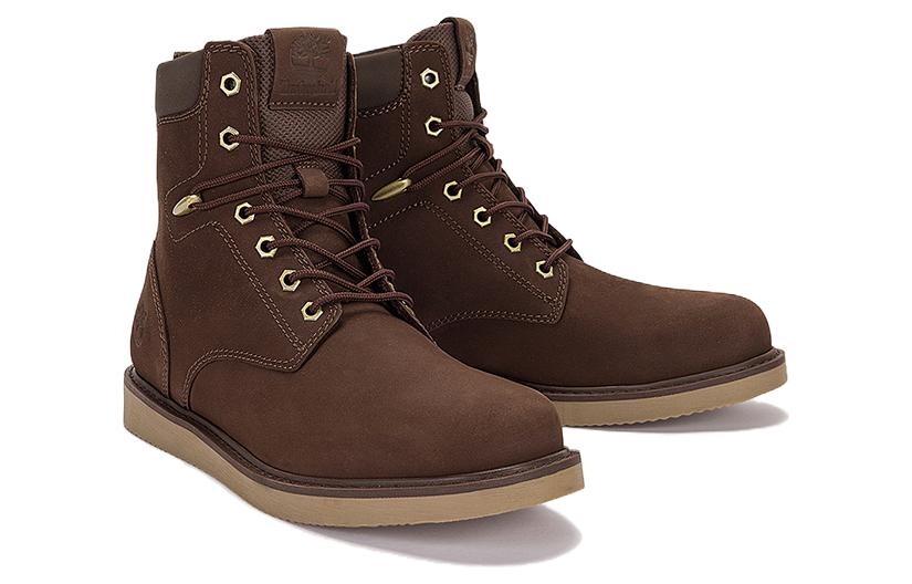 Мужские уличные ботинки Timberland однотонные высокие, темно-коричневый — фото 4