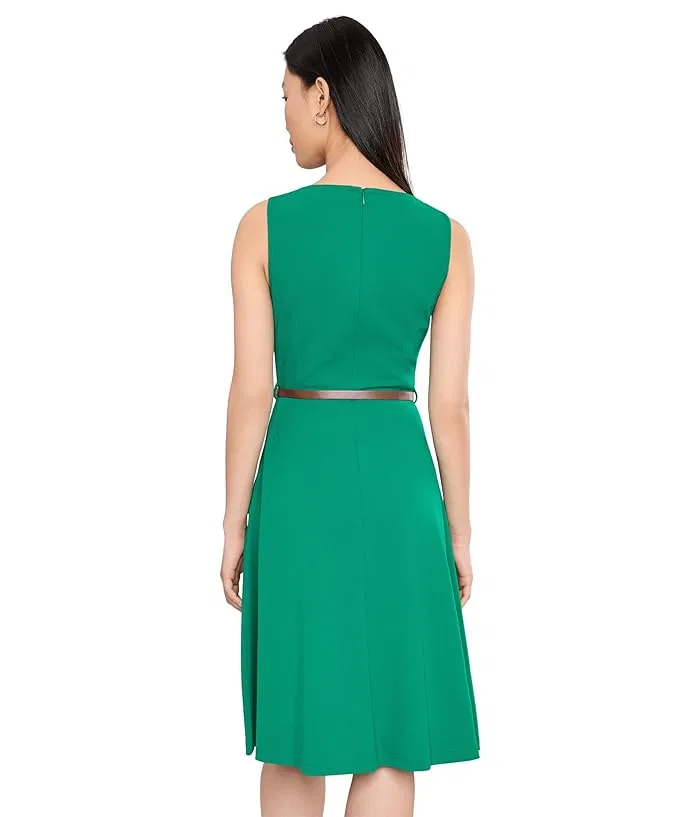 Платье А-силуэта Sleeveless Belted Scuba Crepe Aline Calvin Klein, Meadow — фото 4