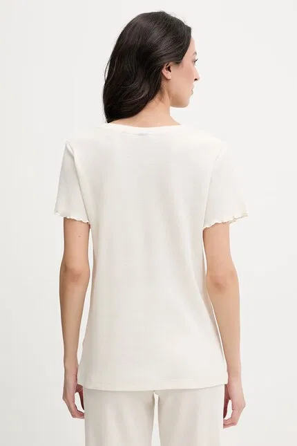 Футболка пижамная женская Cosy Waffle T-Shirt BOSS, бежевый — фото 3
