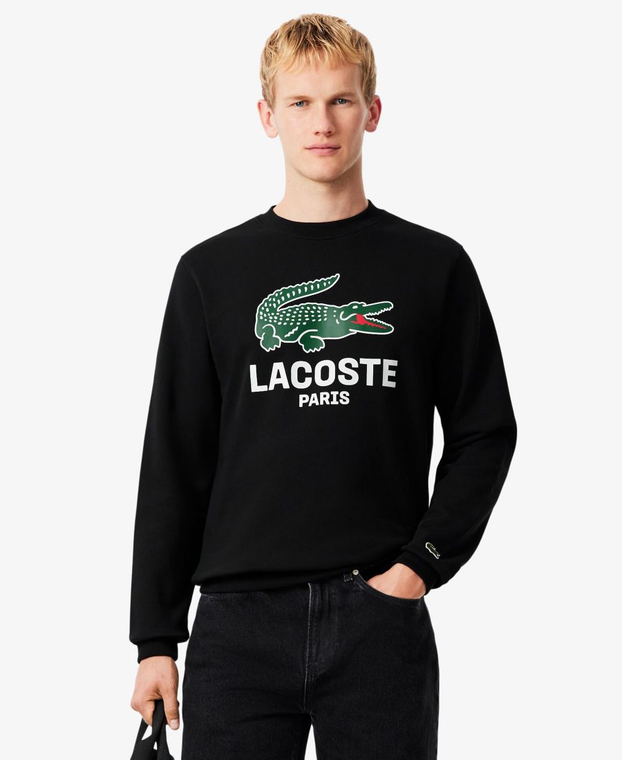 

Мужская толстовка с круглым вырезом и принтом под крокодила Lacoste, Black, Черный, Мужская толстовка с круглым вырезом и принтом под крокодила Lacoste, Black
