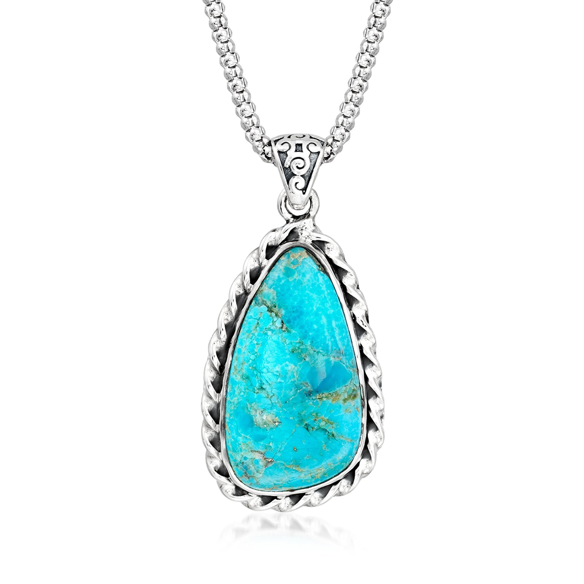 

Ожерелье Ross-Simons с подвеской в ​​форме капли из бирюзы, стерлинговое серебро Ross-Simons, 20 In