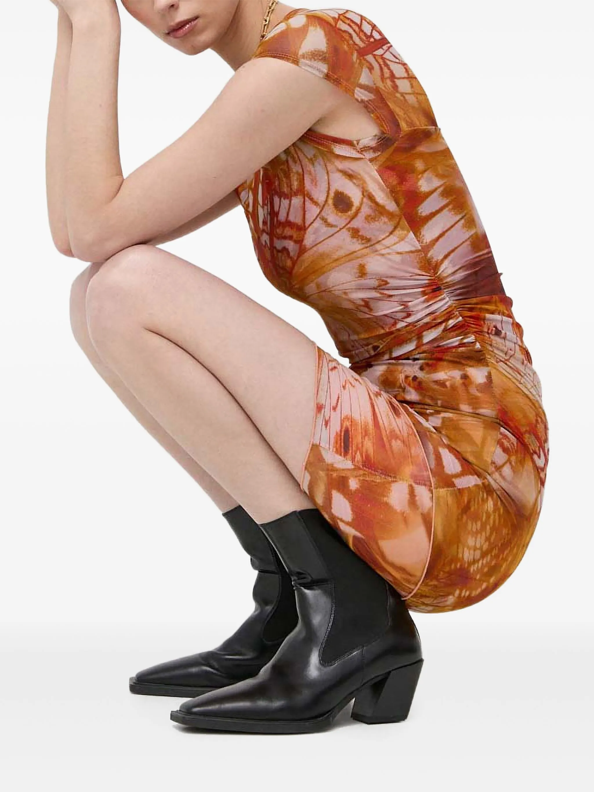 

Платье со сборками Guess Usa, оранжевый