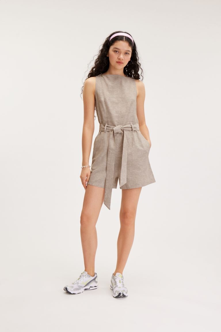 

Мини-Комбинезон из прозрачного льна Monki, белый