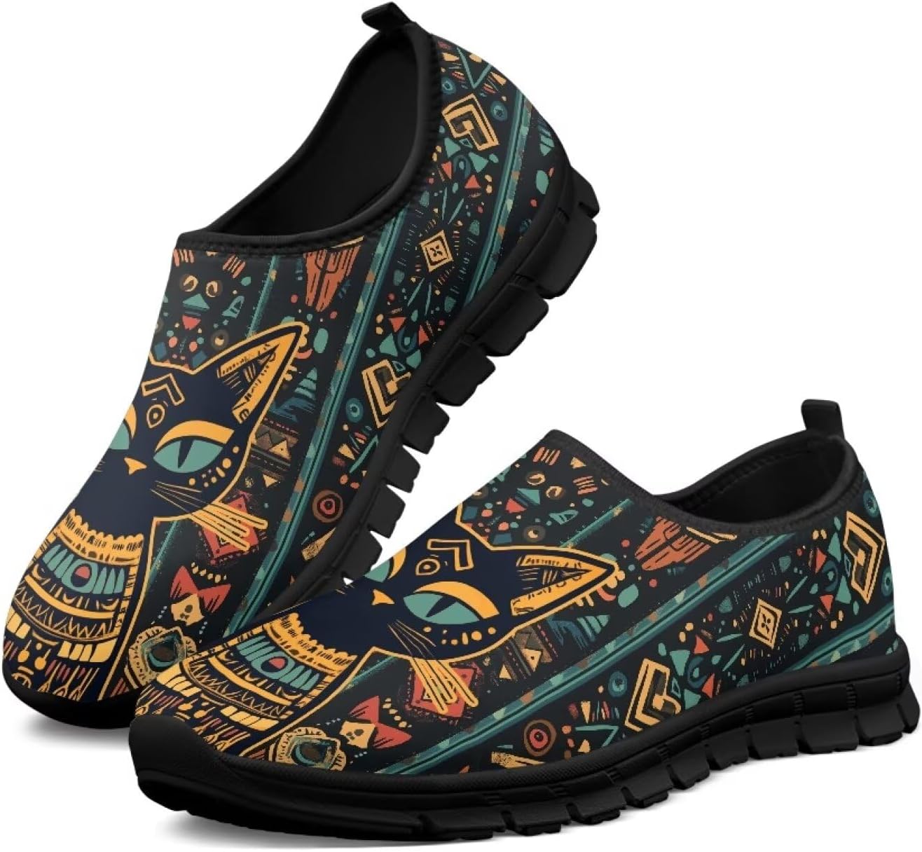 

Мужские кроссовки Tribal Stripes, повседневная обувь, легкие для ходьбы и походов, слипоны, дышащие спортивные туфли, размеры США 5-14 Qoiuvncy, Cat Tribal Stripe