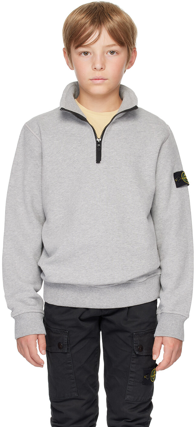 

Детская серая толстовка с полумолнией Stone Island Junior