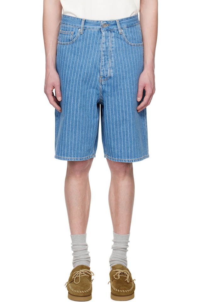

Шорты джинсовые мешковатые в полоску' denim shorts Drôle De Monsieur, синий