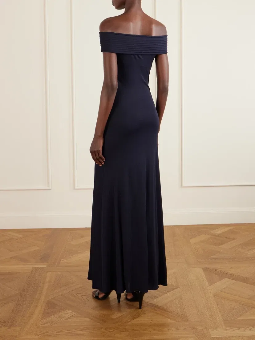 Майка без плечей из трикотажа-стрейч Alaïa, синий — фото 3