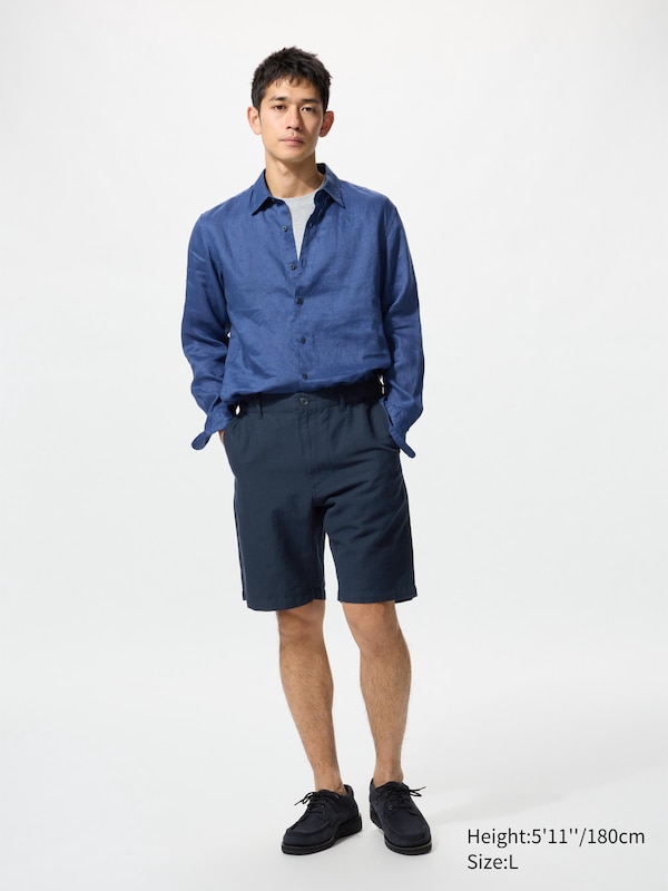 

Шорты из льняной смеси Uniqlo, синий