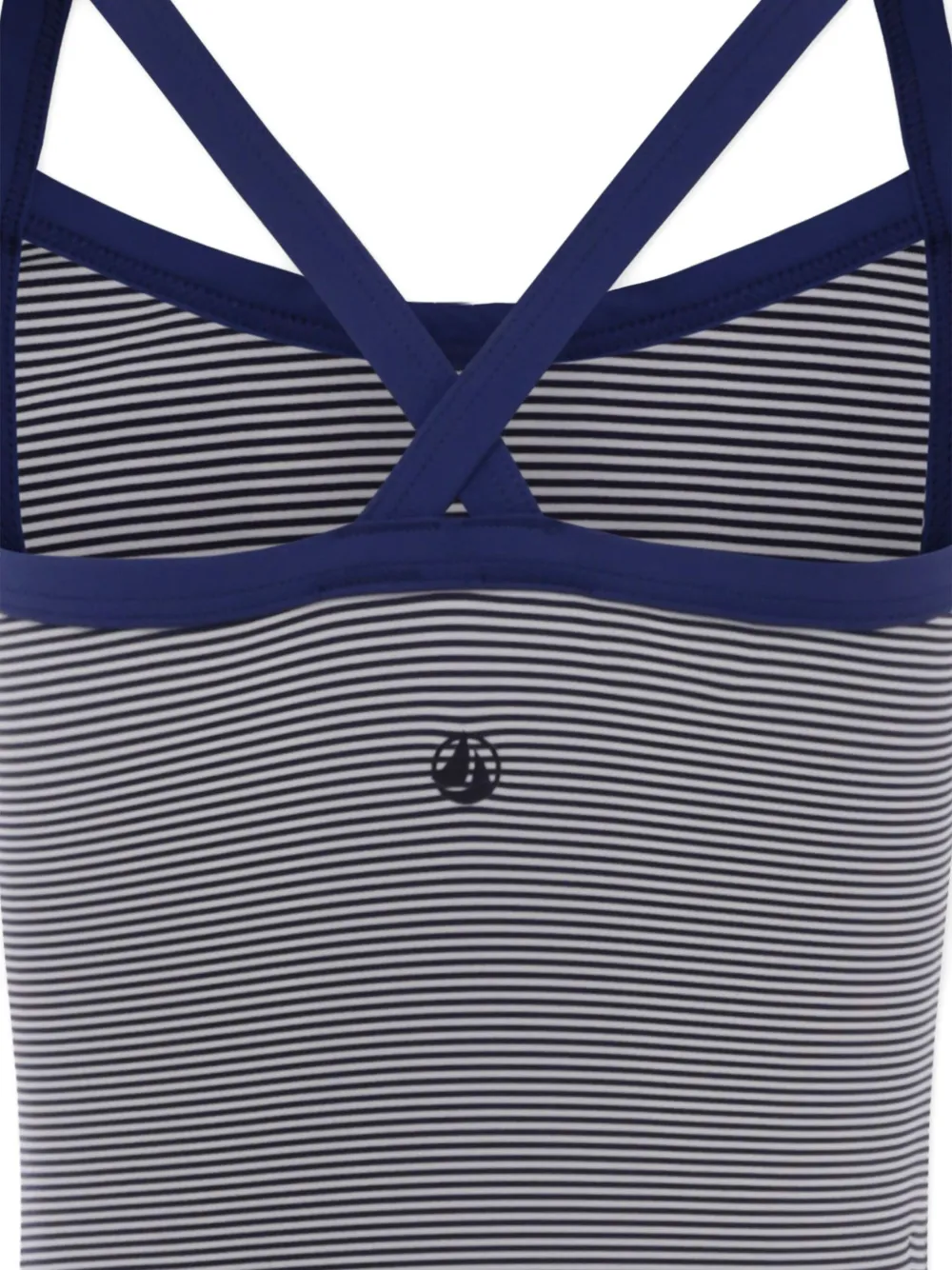 Полосатый купальник с перекрещивающимися бретелями на спине Petit Bateau, синий — фото 3