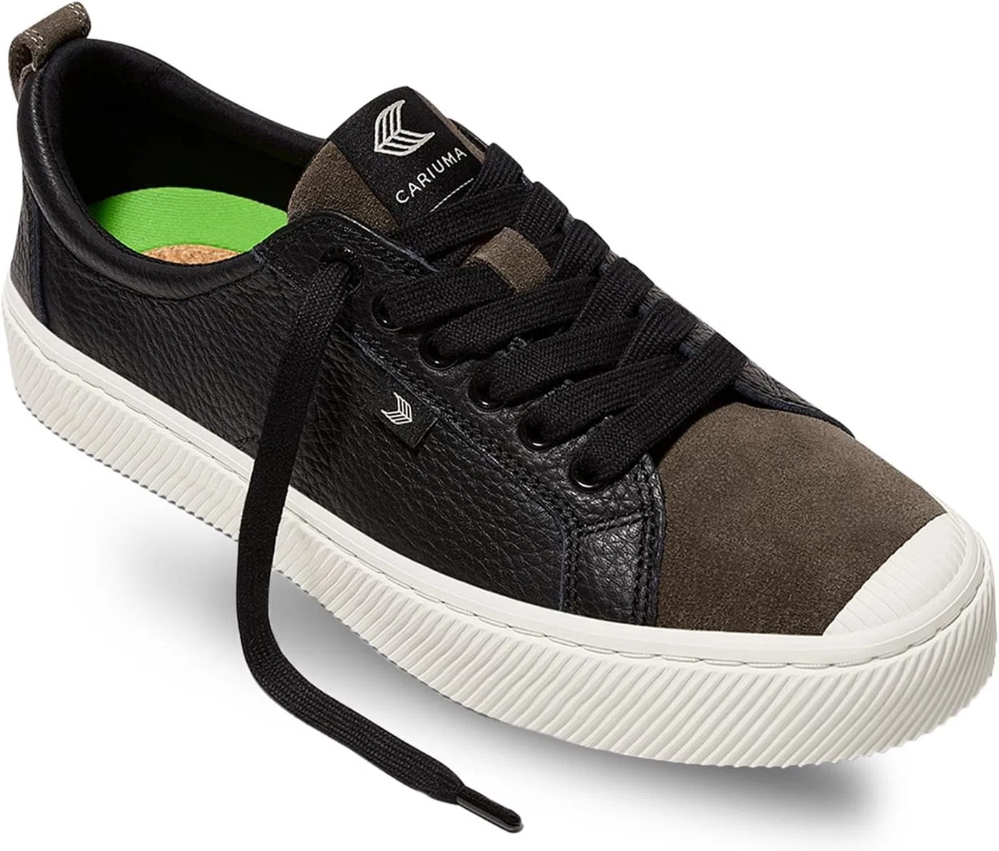 Кроссовки Cariuma OCA Low Premium из высококачественной кожи, удобная мужская обувь, легкая и экологичная, универсальная повседневная обувь со 100% веганской стелькой, резиновая подошва, Black Khaki