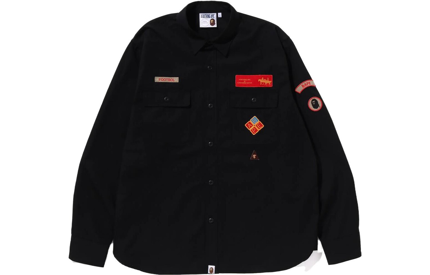 

BAPE Bape свободная рубашка бойскаута A Bathing Ape, черный