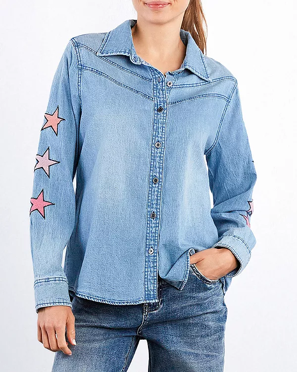 

Джинсовая рубашка "Звезды сходятся" Billy T, синий